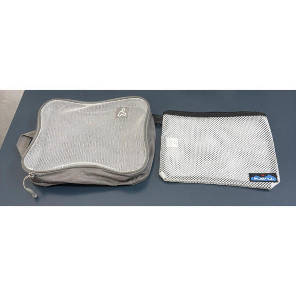2 Travel Toiletry Bags Kavu Plastic Mesh Compression Gray Bag Zippered